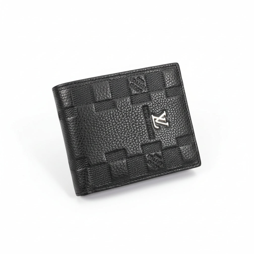 Designer LV Small Leather Men Wallet Black