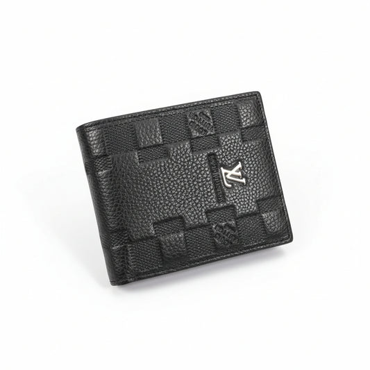 Designer LV Small Leather Men Wallet Black
