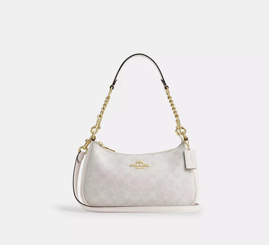 Coach Teri Shoulder Bag White Canvas