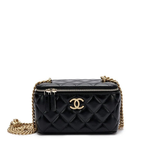 Chanel Lambskin Enamel Quilted Vanity Case