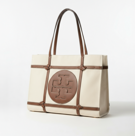 Tory Burch Ella Canvas Tote – Natural/Brown
