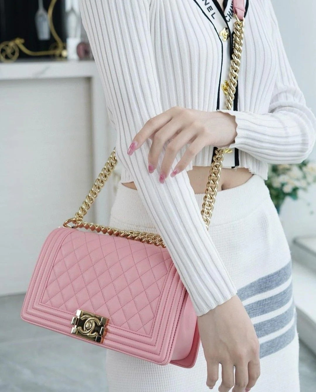 CHANEL Boy Quilted Leather Shoulder Bag