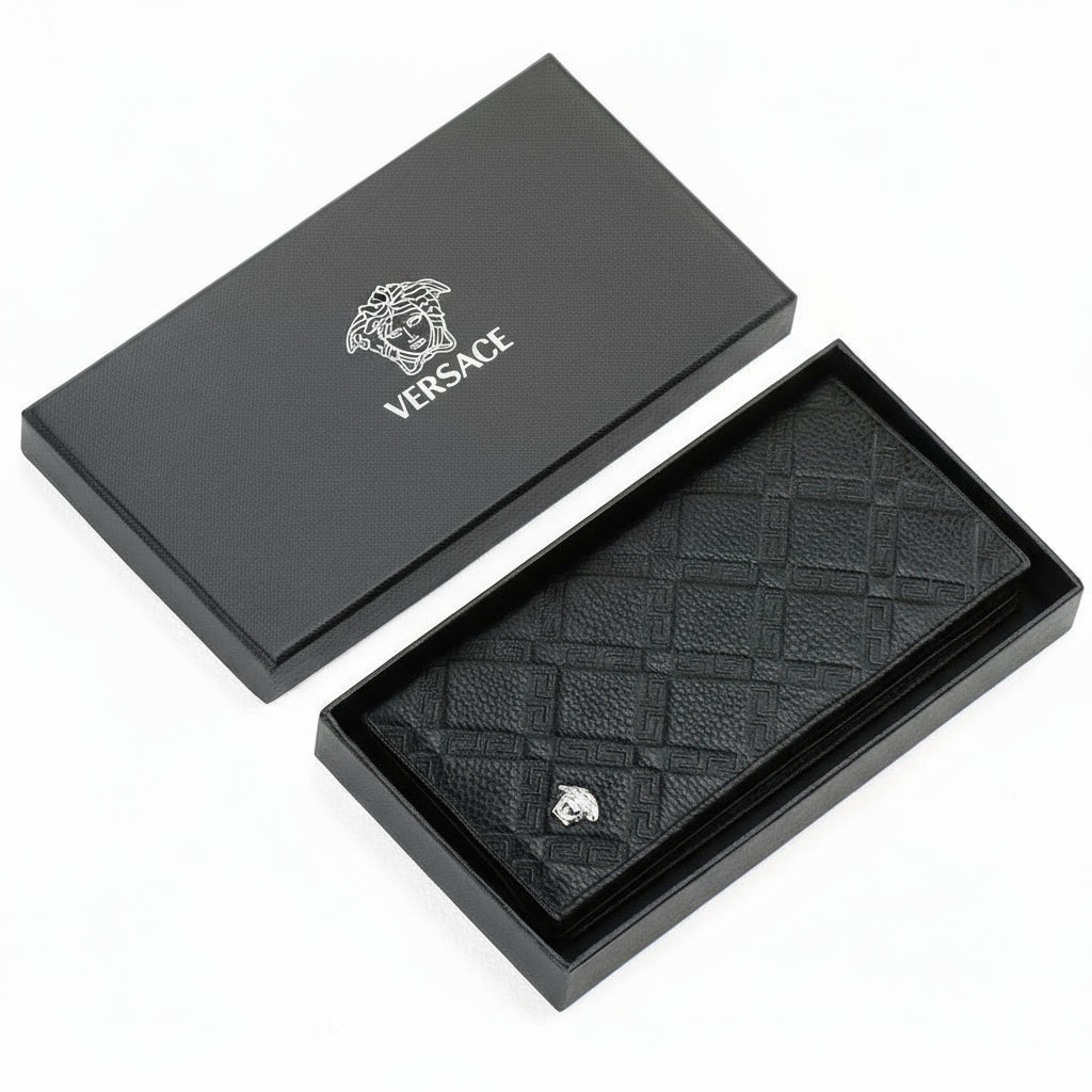 Versace Long Wallet Black Leather For Men