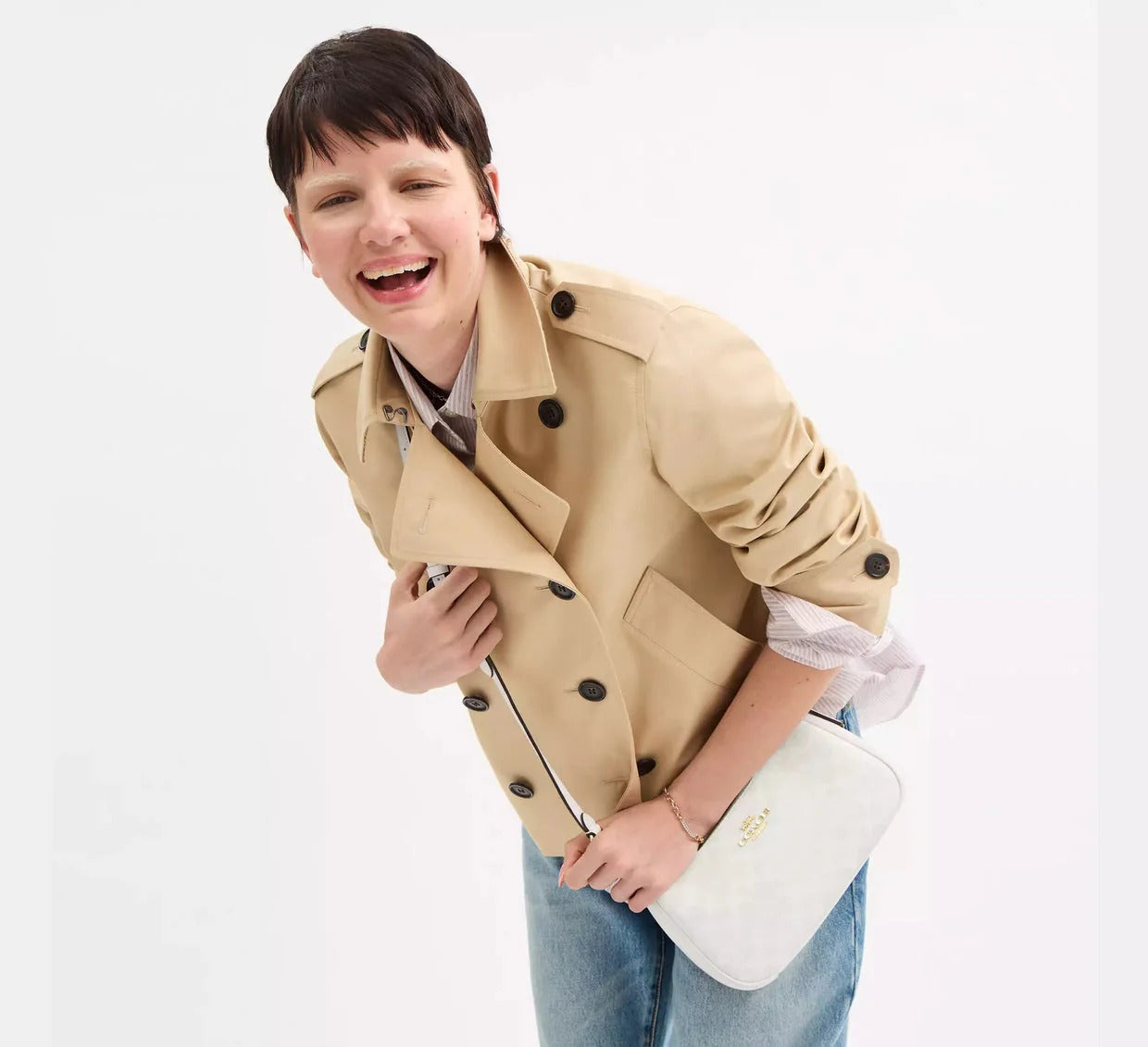 Coach Teri Shoulder Bag White Canvas