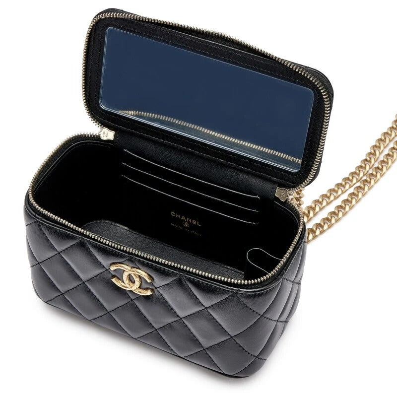 Chanel Lambskin Enamel Quilted Vanity Case