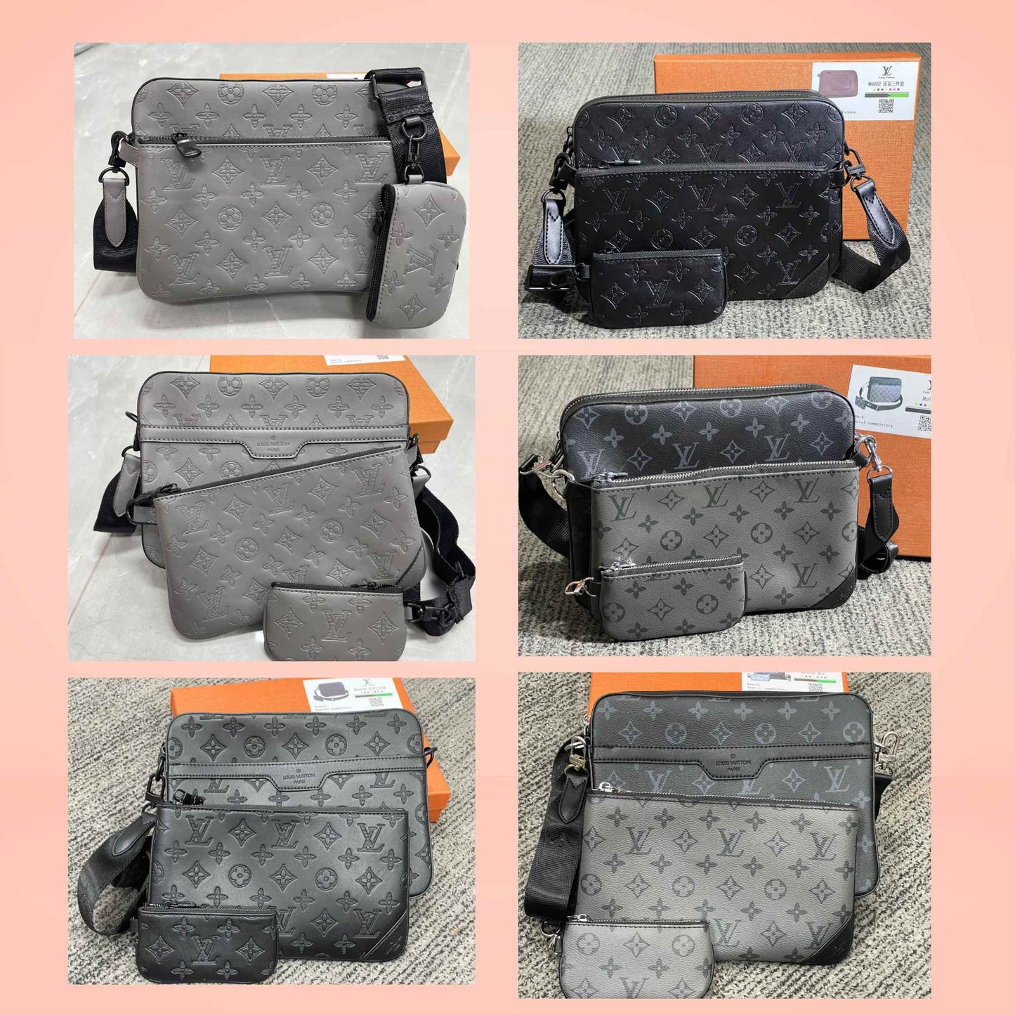 Designer Embossed Trio Messenger Bag (NFC Inspired)